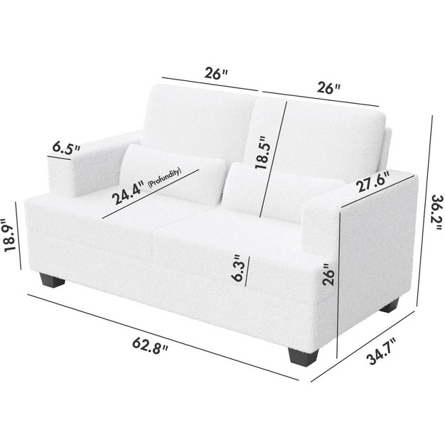 Modern Sofa Couches With Square Armrests Removable Back Cushions And Waist Pillows modernluxe