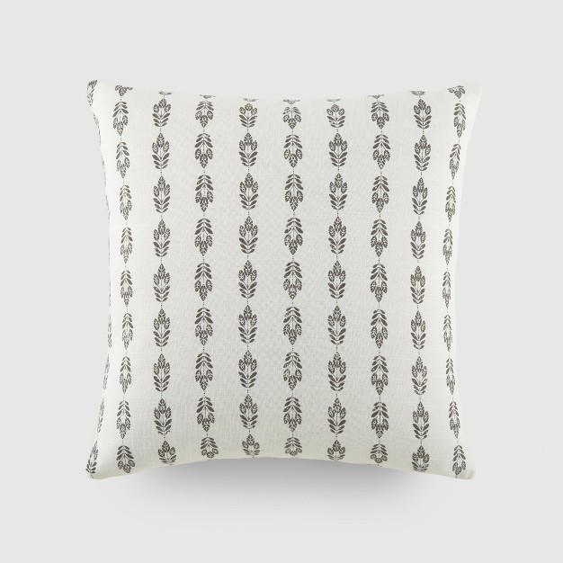 Folk Leaves Pattern Cotton Throw Pillow Cover With Pillow Insert Set Becky Cameron Folk Leaves Gray