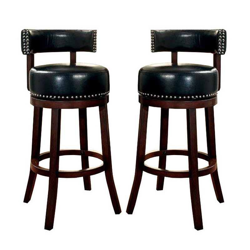 Shirley Contemporary 24 Barstool With pu Cushion Set of 2， Black