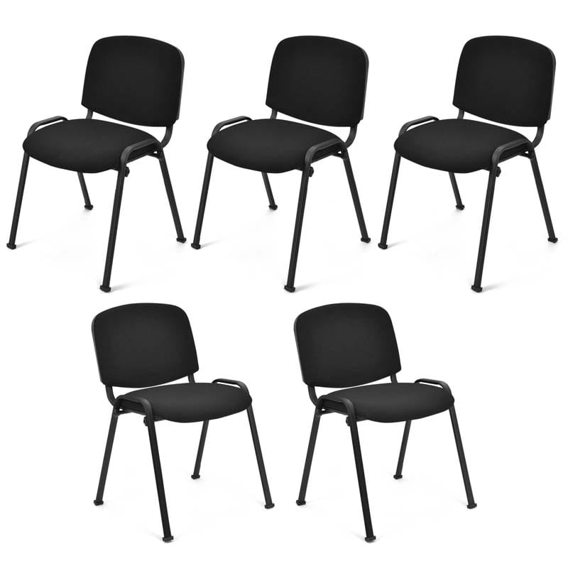 Set of 5 Stackable Conference Chairs with Sponge Seat & Ergonomic Back, Elegant Guest Reception Office Chairs