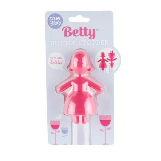 Truezoo Betty Bottle Stopper Novelty Wine Corks Wine Bottle Plugs Wine Preserver Barware Accessories Silicone Pink Set Of 1