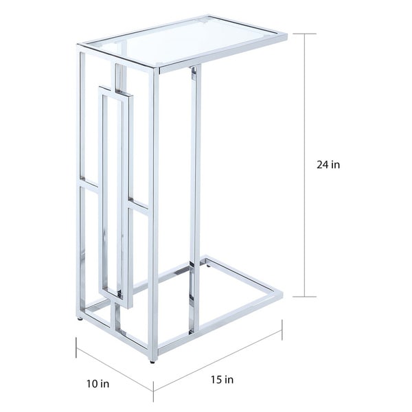 Silver Orchid Adams Square Chrome C-End Table