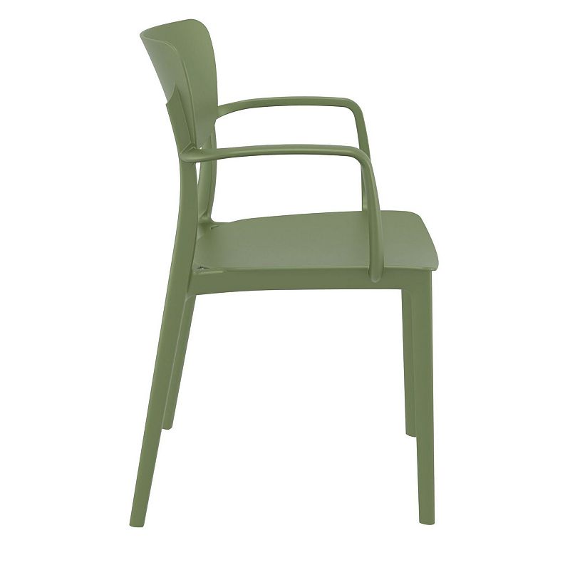 33 Olive Green Solid Stackable Patio Dining Arm Chair