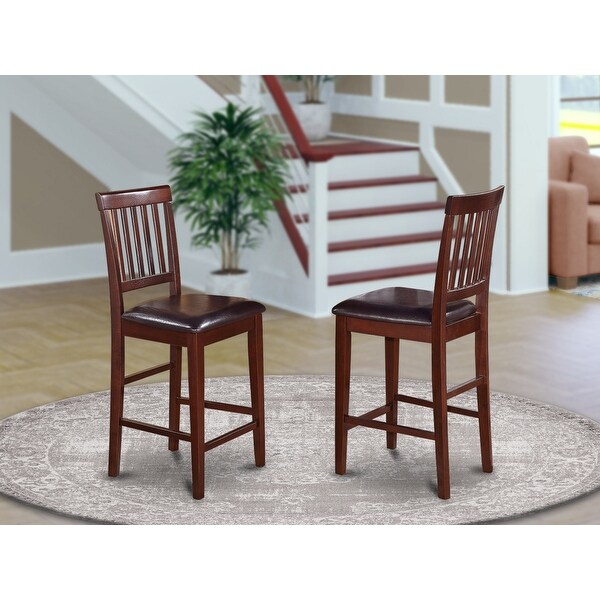 East West Furniture Modern Vernon Mahogany Counter Stools - Set of 2 (Seat's Type Options)