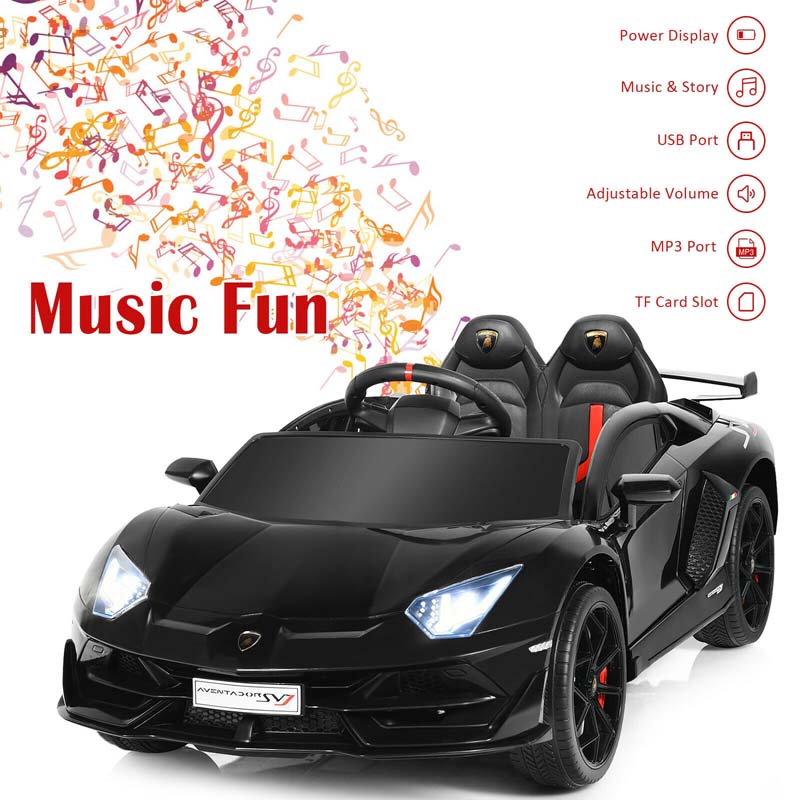 Licensed Lamborghini SVJ Kids Ride-On Car, 12V Battery Powered Sports Car Toy with Trunk & Remote