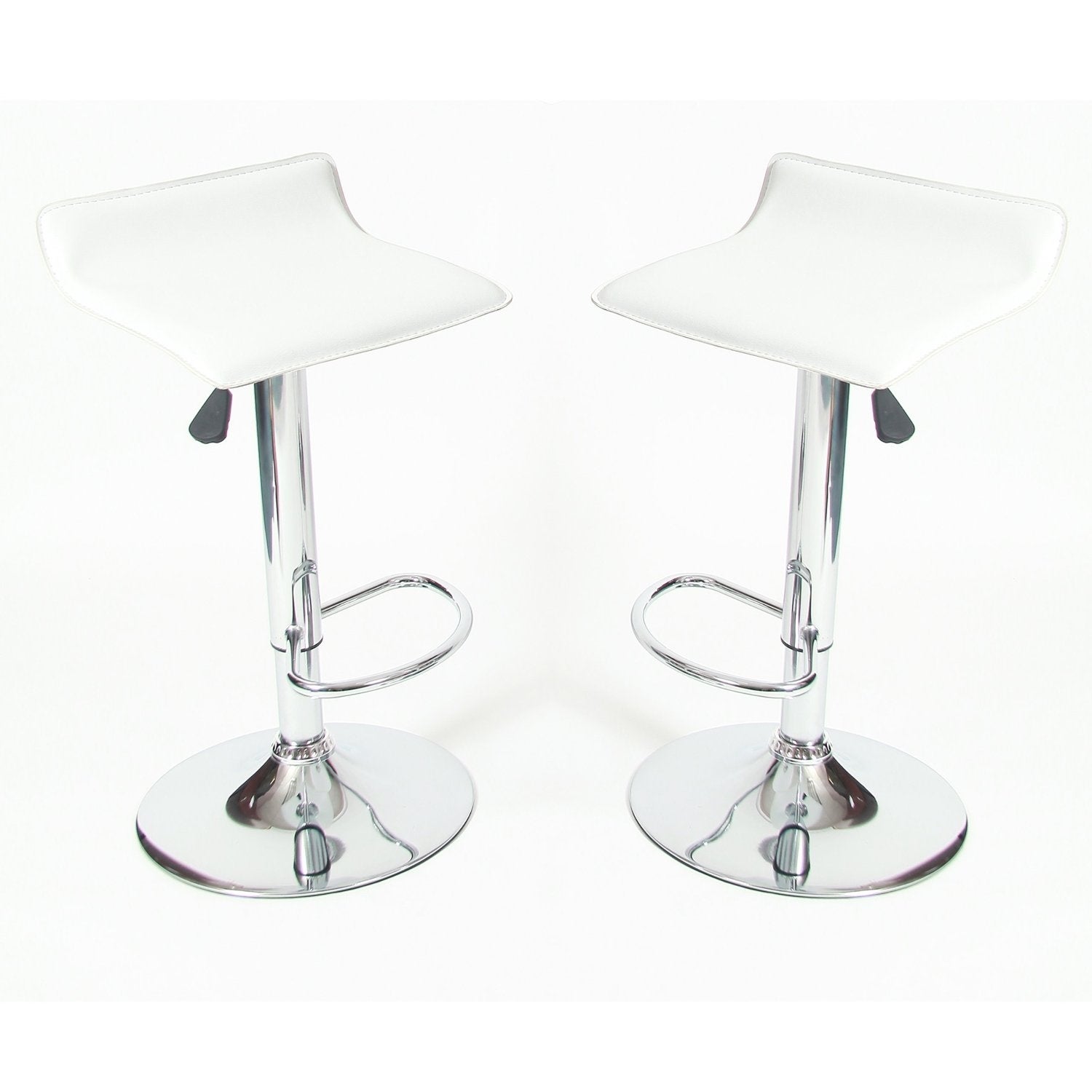 Set of 2 - Modern Chrome Air Lift Swivel Bar Stool with White Seat - 15