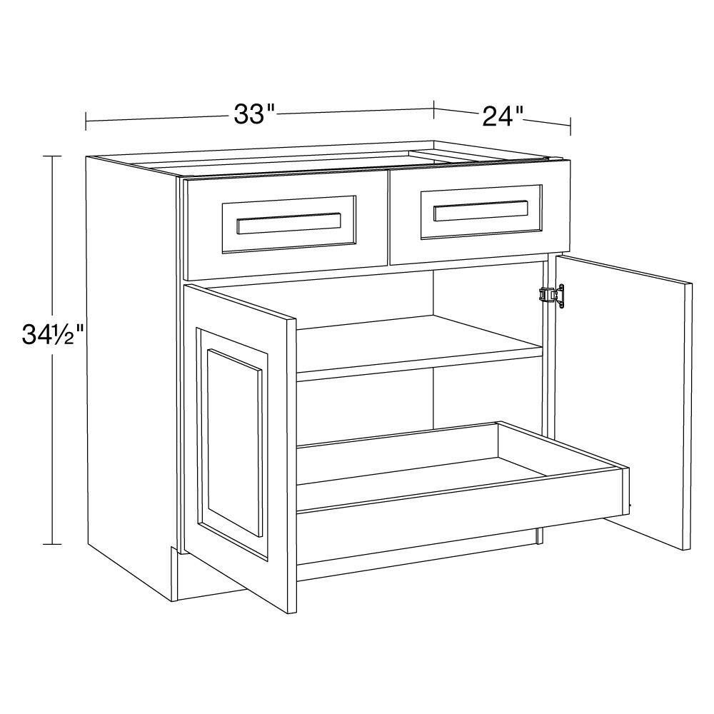 Home Decorators Collection Grayson Mythic Blue Shaker Stock Plywood Assembled Base Kitchen Cabinet 33 in. x 34.5 in. x 24 in. B33-1T-GMB