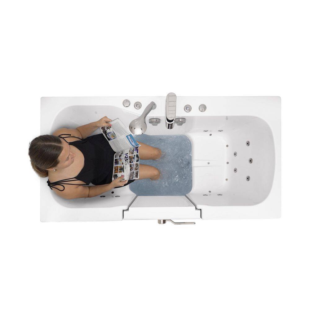 Ella Tub4Two 60 in. Walk-In Whirlpool Air Bath MicroBubble Bathtub in White LH Outward Door Heated Seat 2 in. Dual Drain O2SA3260DMH-HB-L