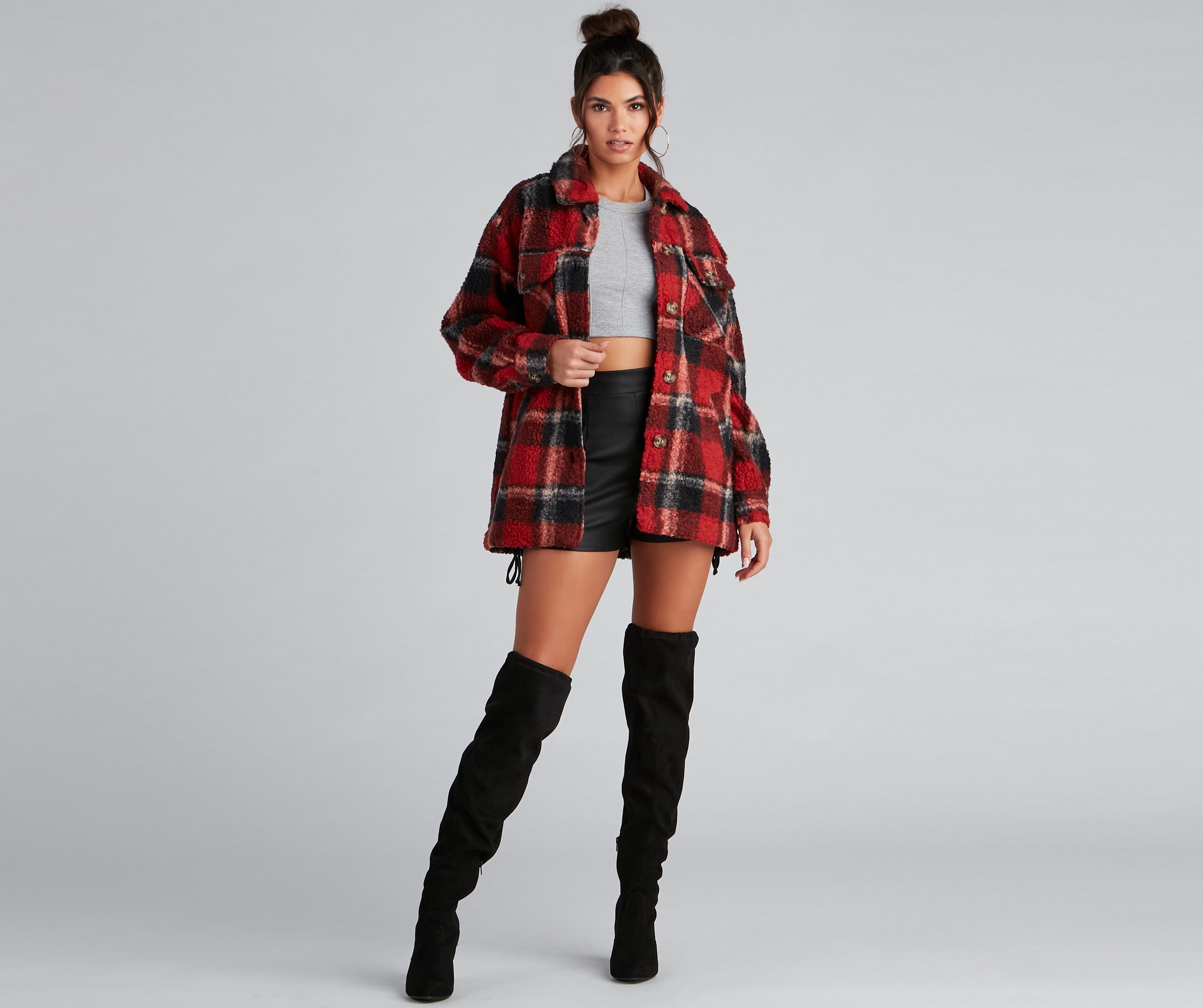 Cozy Layers Plaid Sherpa Shacket