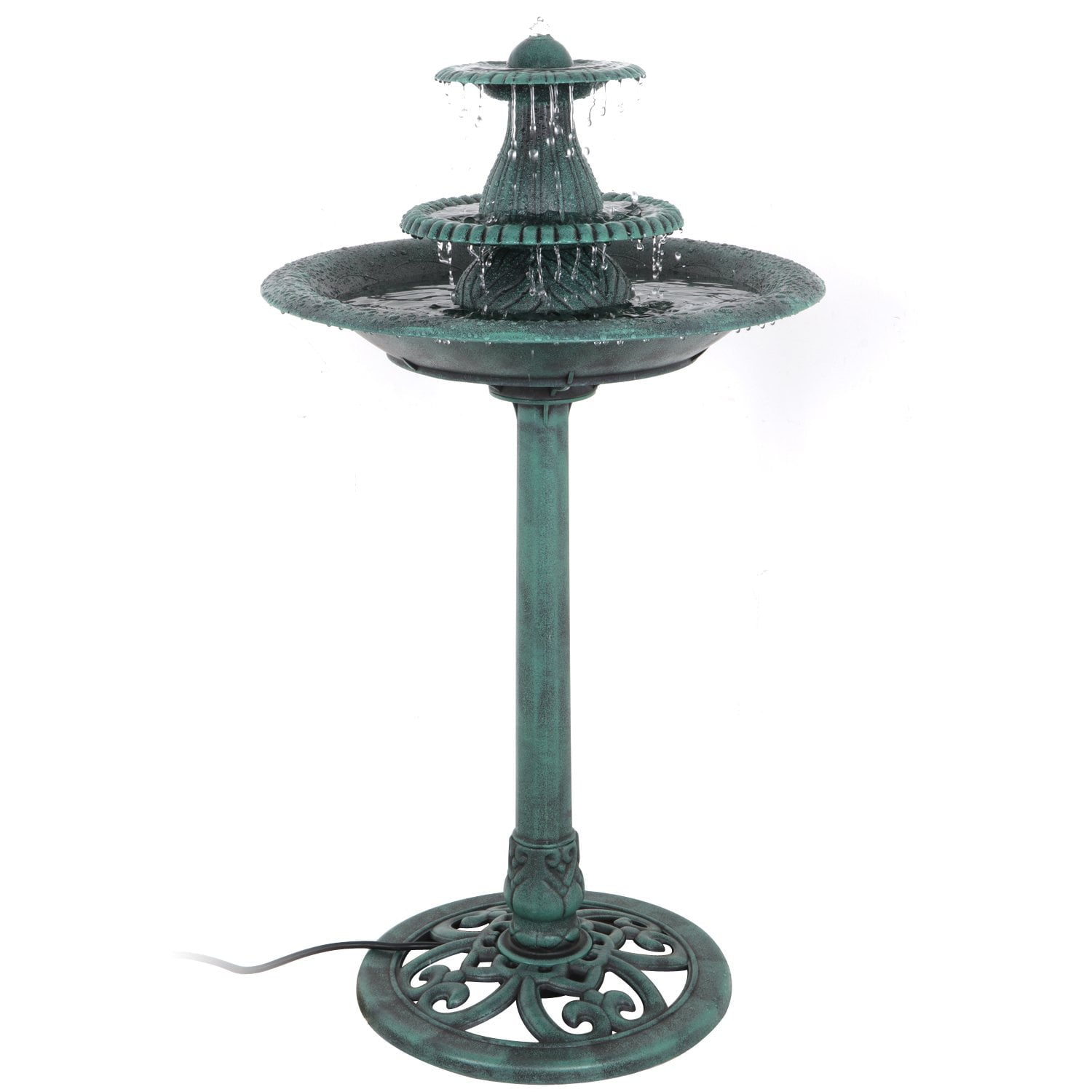 ZENSTYLE Outdoor Indoor 3-tiers Fountain Bird Bath with Pump Garden Patio Durable Weather Resistant