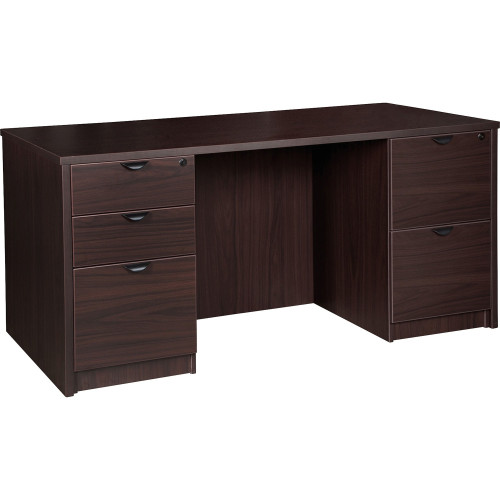 Lorell Prominence 2.0 Espresso Laminate Double-Pedestal Desk - 5-Drawer (PD3066DPES)