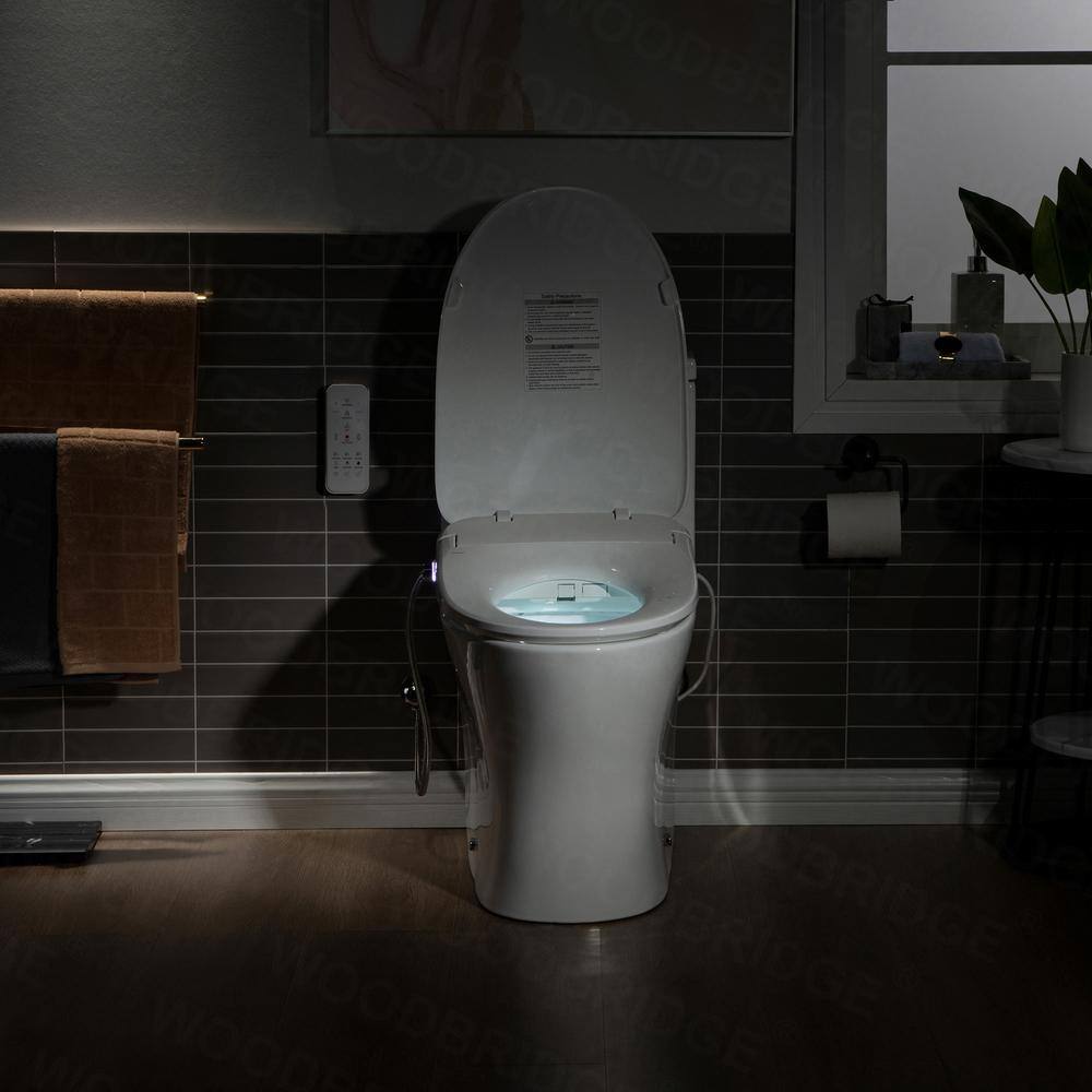 WOODBRIDGE Journey 1-Piece 1.1GPF1.6 GPF Dual Flush Elongated Toilet with Advance Smart Bidet Toilet in White HT0044