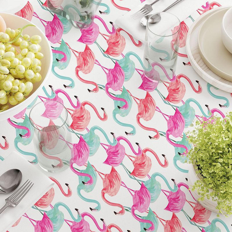 Rectangular Tablecloth， 100% Cotton， 52x104， Flamingo Beach