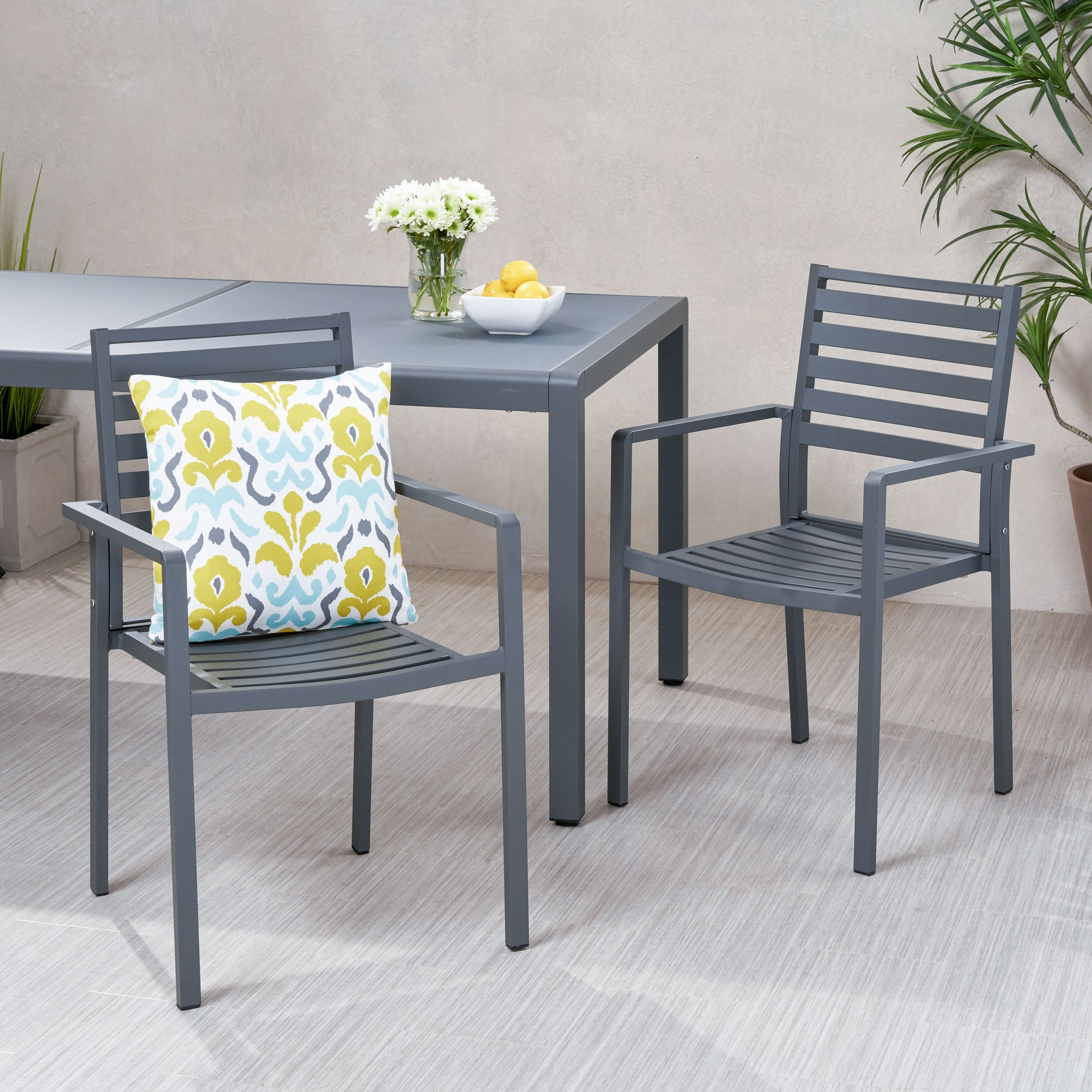 Cherie Outdoor Modern Aluminum Dining Chair (Set of 2)