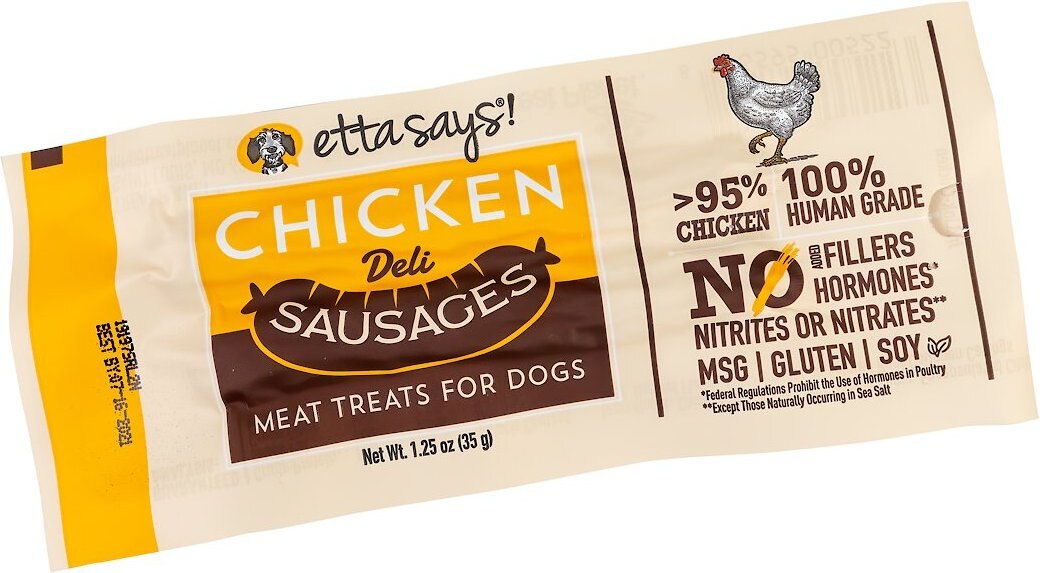 Etta Says! Chicken Deli Sausages Dog Treats， 12 count