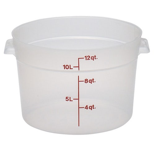 Cambro RFS12PP190 Round Storage Container， 12 Quart Capacity， Translucent