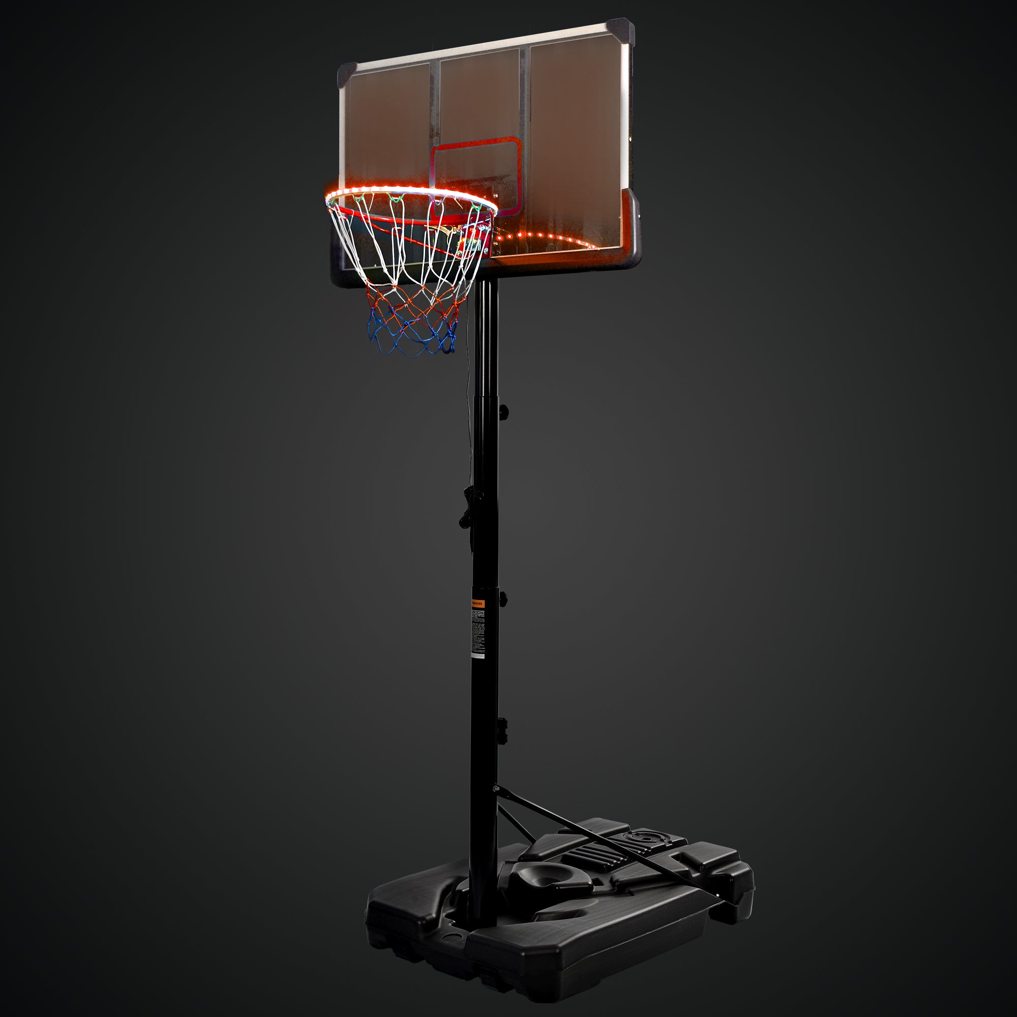 Vanelc Portable Basketball Hoop System 6.6-10 Ft. Height Adjustment for Teenagers. LED Lights， Waterproof， Super Bright Outdoors at Night