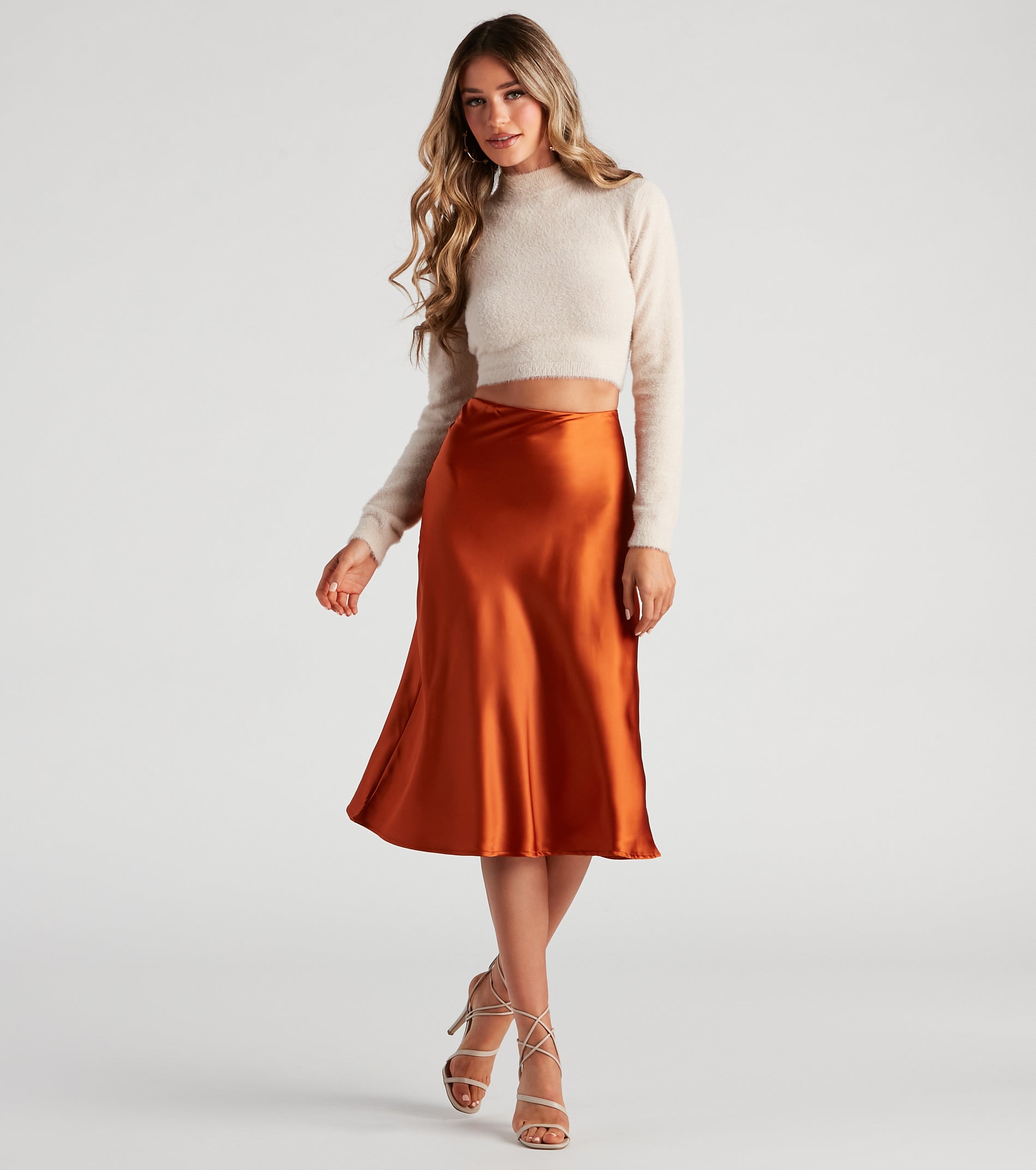 Silky-Chic Satin Midi Skirt