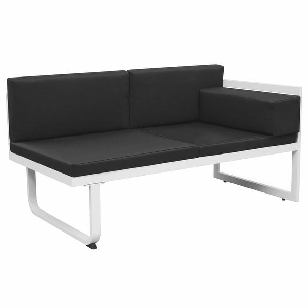 4 Piece Garden Lounge Set with Cushions Aluminium Black - Overstock - 35107560