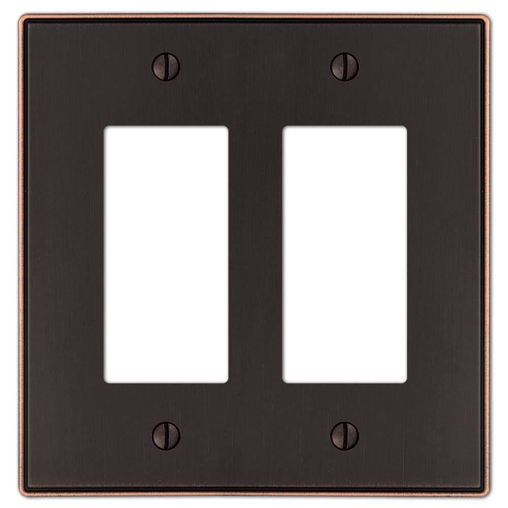 AMERELLE Ansley 2 Gang Rocker Metal Wall Plate - Aged Bronze 70RRDB