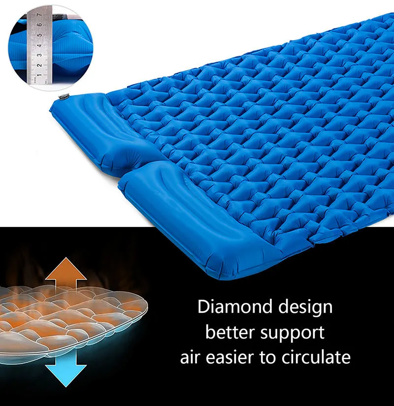 Outdoor 2 Person Inflatable Mattress Ultralight Sleeping Pads Air Mattresses Camping Mat Cushion With Fill Air Bag