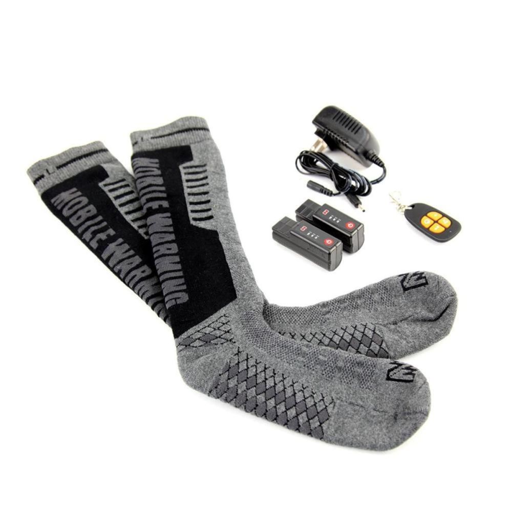 Mobile Warming Heated Socks 3.7V Large Gray/Black Menand#8217;s Standard ;