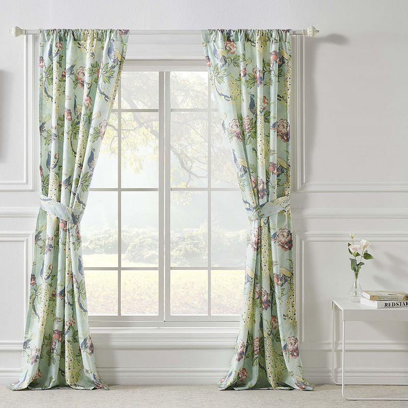 Greenland Home Pavona Enchanted Garden Curtain Panels (Set of 2) with Tiebacks， Panel Pair 84-inch L