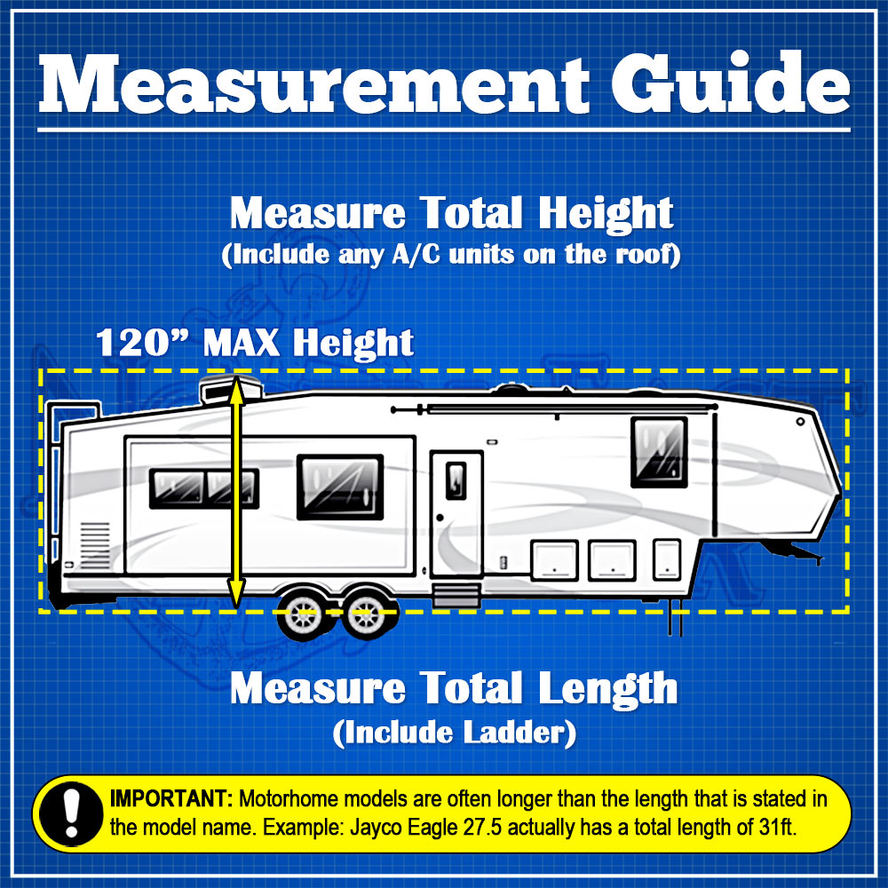 NEH Waterproof Durable Tear-Resistant 5th Wheel RV Motorhome Cover Fits Length 37'-41' Feet New Fifth Wheel Travel Trailer Camper Zippered Panels 500D Polyester Fabric