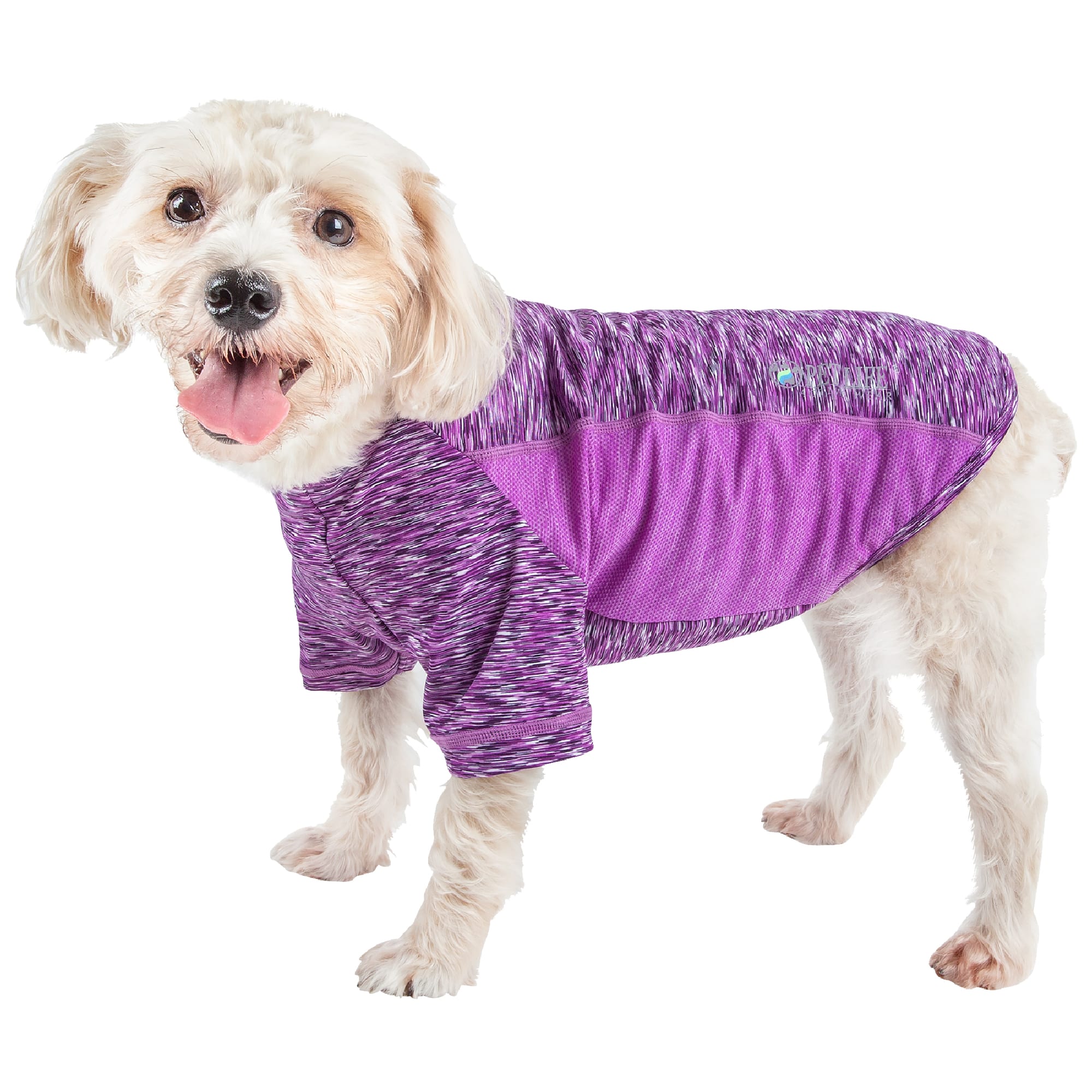 Pet Life Purple Active Warf Speed Heathered Ultra-Stretch Sporty Performance Dog T-Shirt， X-Small