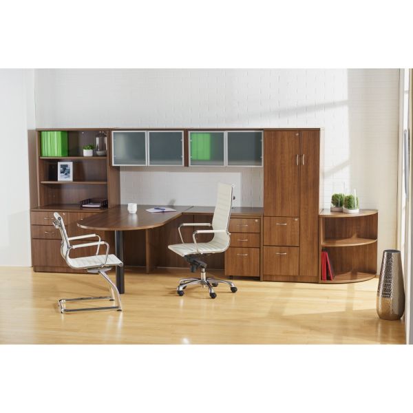 Lorell Wall-Mount Hutch Frosted Glass Door