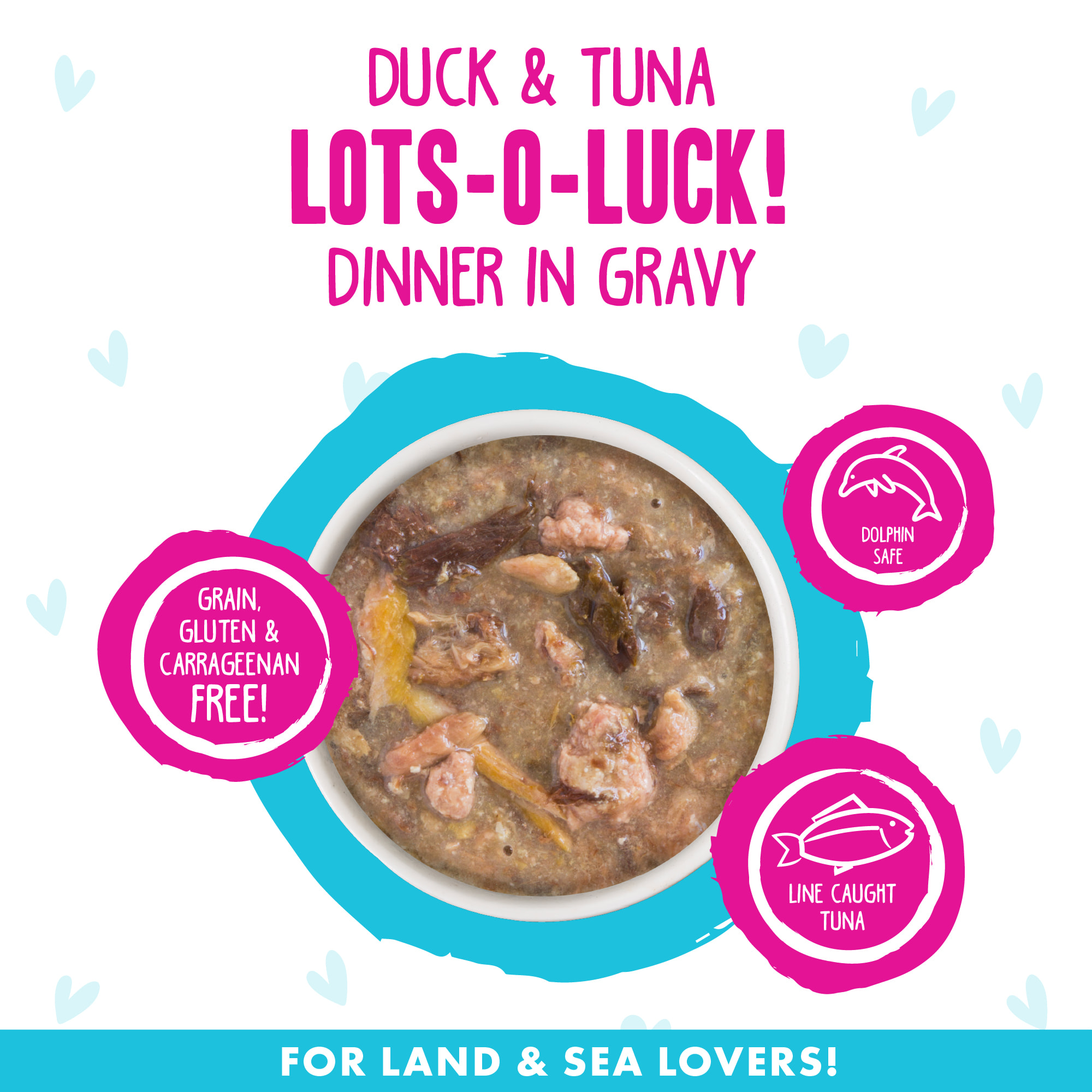 B.F.F. OMG Lots-O-Luck! Duck  Tuna Dinner in Gravy Wet Cat Food， 2.8 oz.， Case of 12