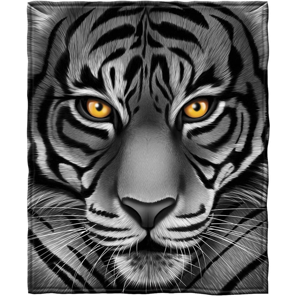 White Tiger Face Super Soft Plush Fleece Throw Blanket