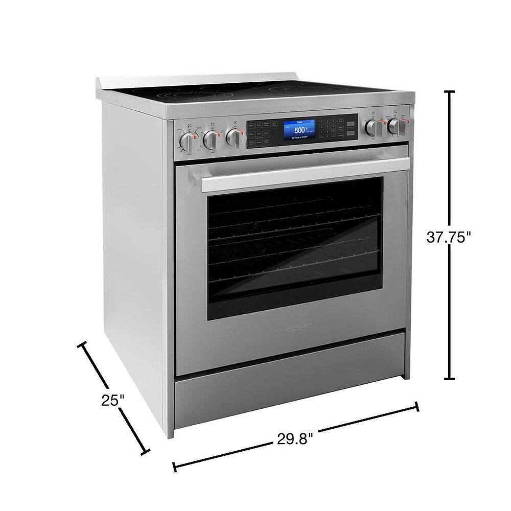 Cosmo Commercial-Style 30 in. 5 cu. ft. 5 Burner Electric Range with Self-Cleaning Convection Oven in Stainless Steel COS-305AERC