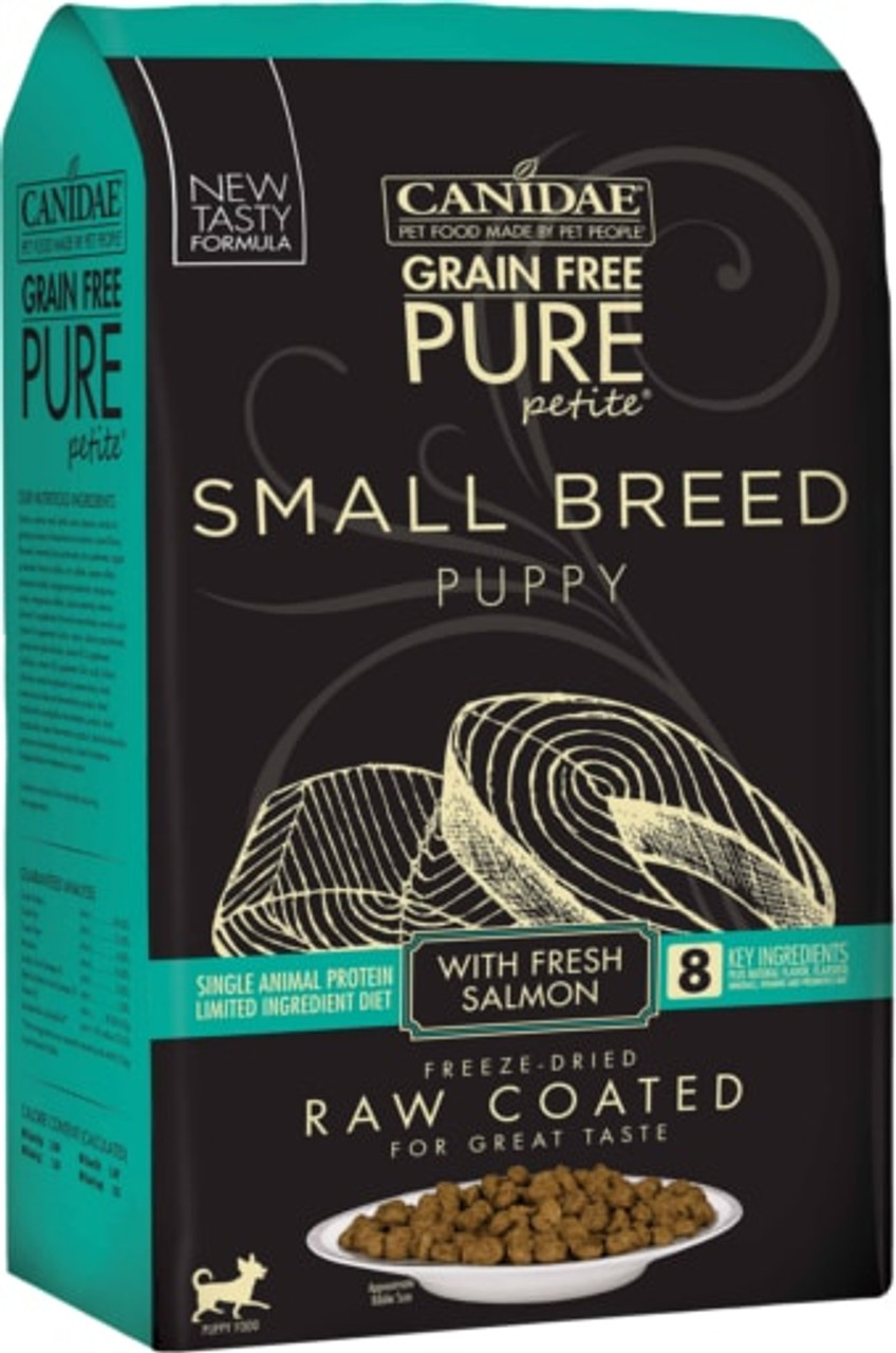 Canidae Grain-Free Pure Petite Salmon Formula Small Breed Puppy Limited Ingredient Diet Dry Dog Food， 4 Lbs.