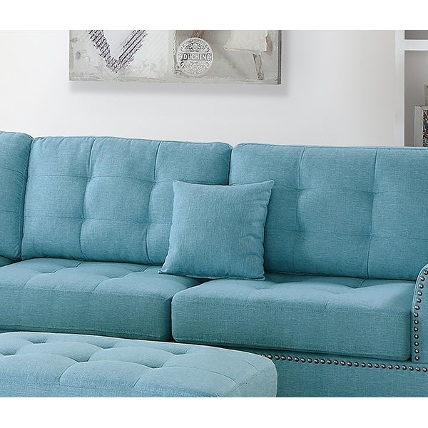 3 Piece Linen-Like Fabric Sectional Sofa Set