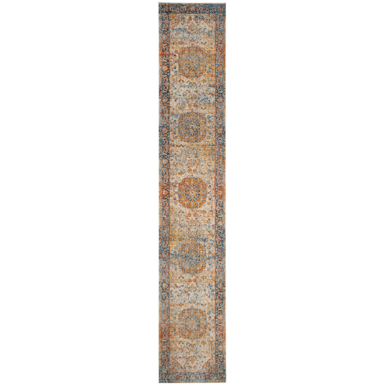 SAFAVIEH Vintage Persian Trina Traditional Polyester Runner Rug, Blue/Multi, 2'2