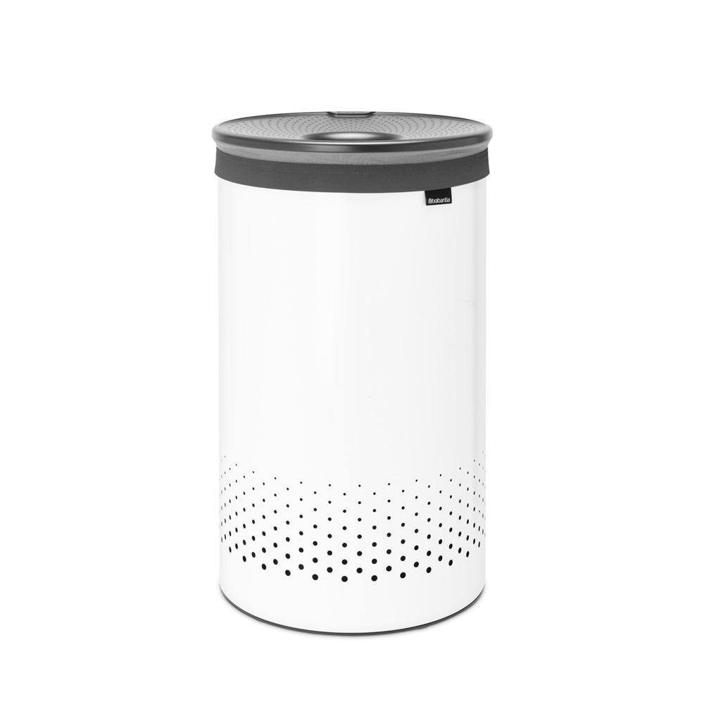 Brabantia 16 Gal. (60L) Laundry Hamper White with Dark Grey Plastic Lid 304880