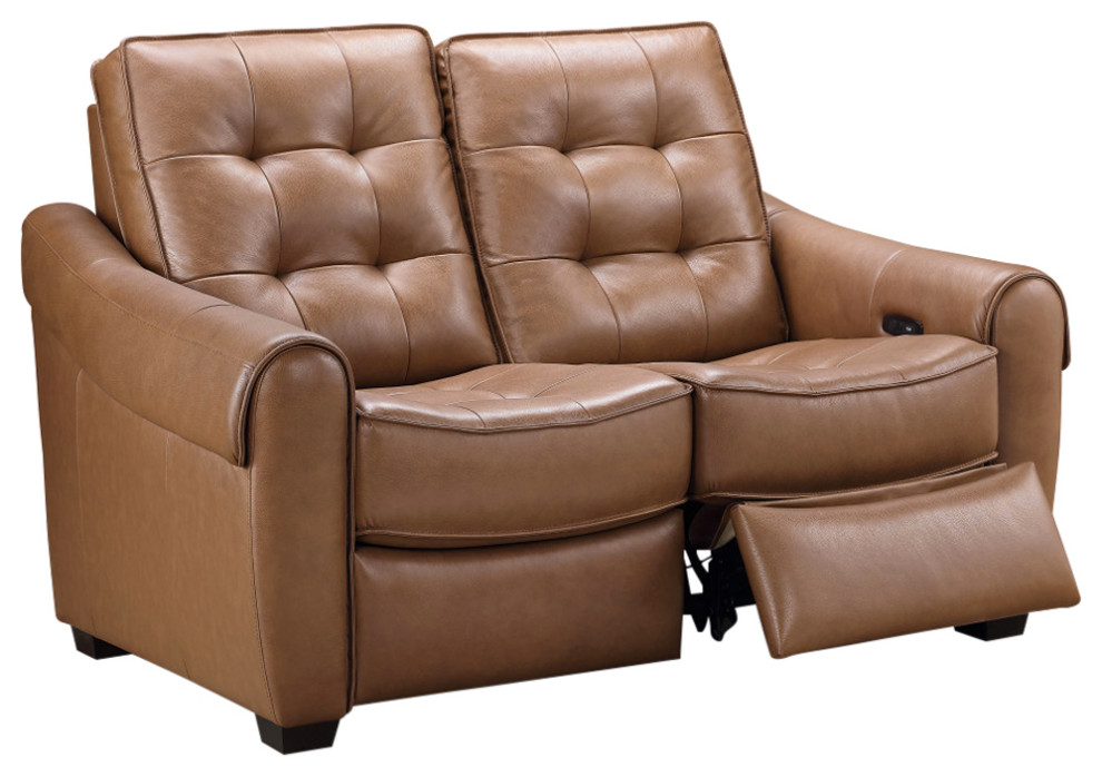 Elliot Leather Power Reclining Loveseat  Camel   Contemporary   Recliner Chairs   by Abbyson Living  Houzz