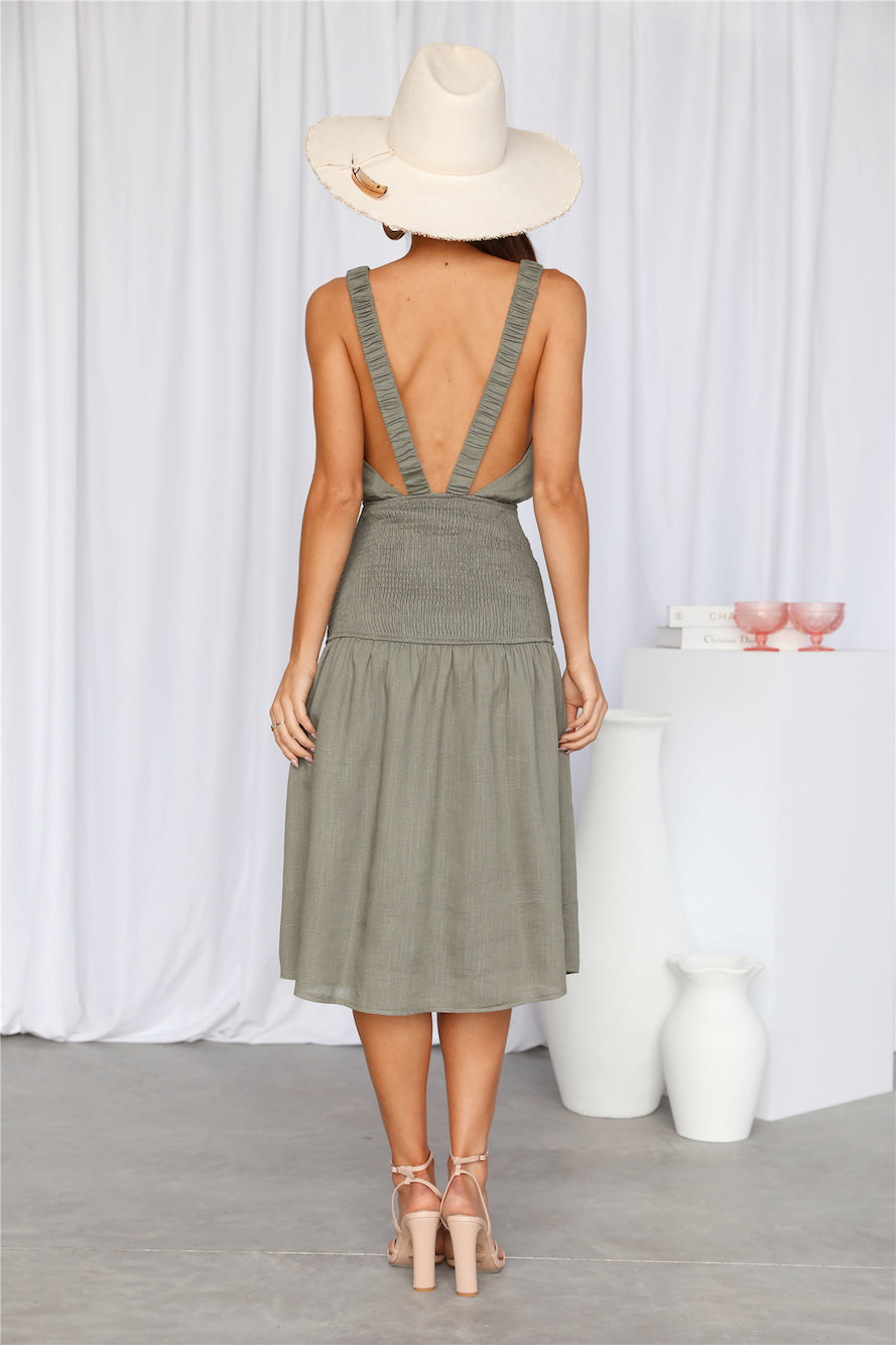 Into My Eyes Midi Dress Olive