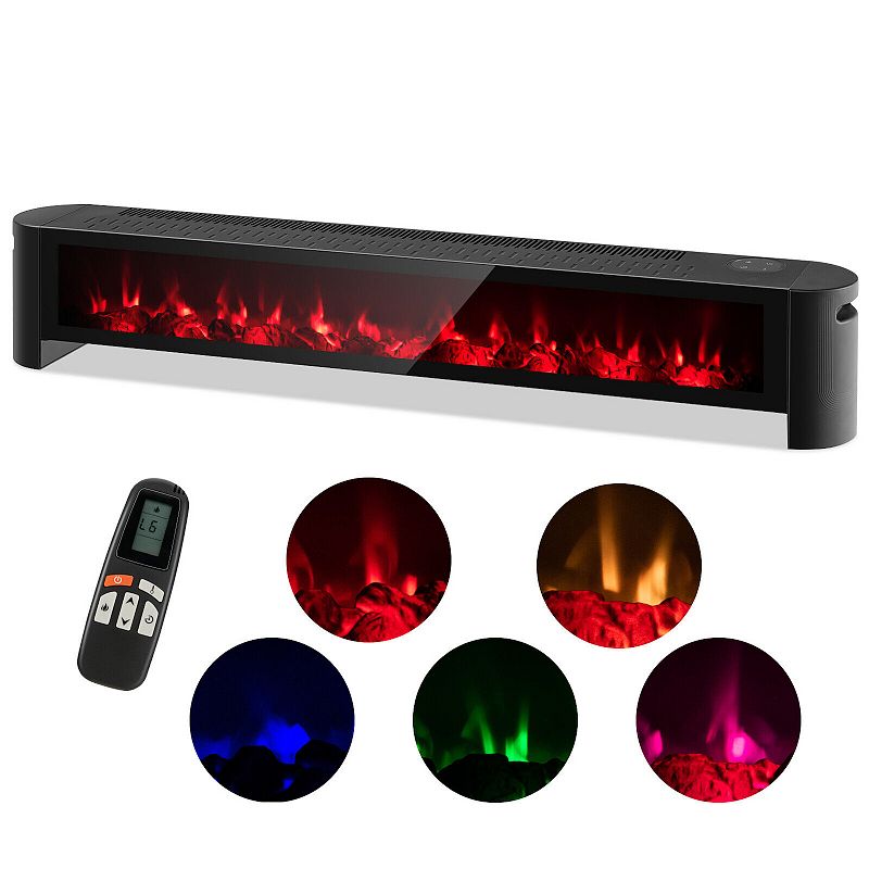 🔥(Last Day Sale 70% OFF) 💥CLEARANCE SALE💥1400W Electric Baseboard Heater with Realistic Multicolor Flame-Black