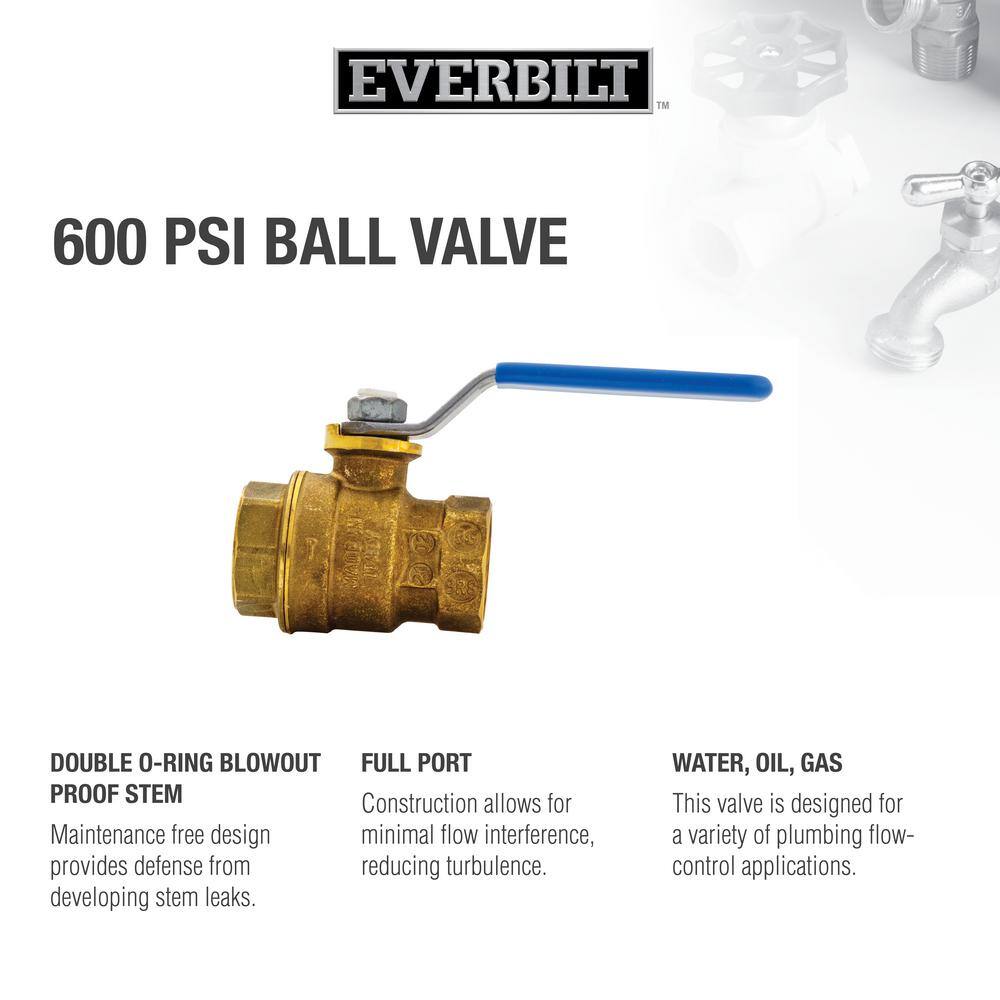 Everbilt 34 in. Brass FPT Full Port Ball Valve 107-404EB