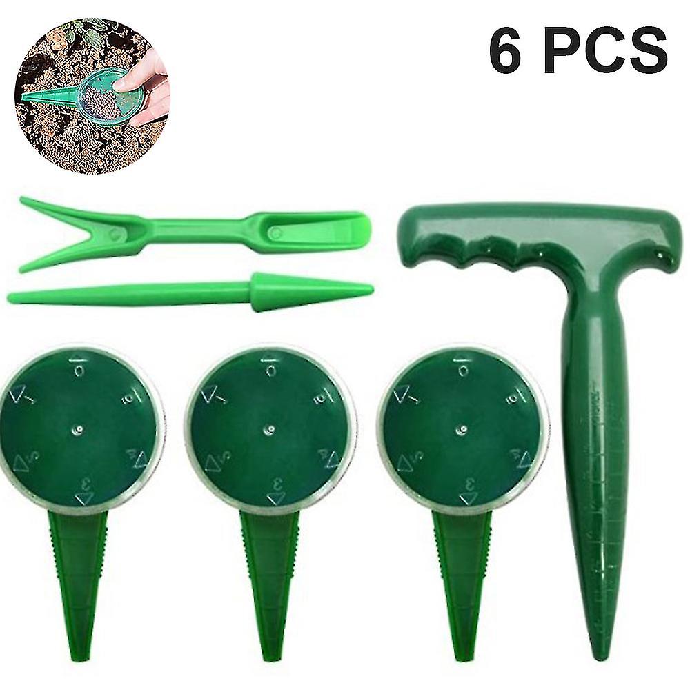 1set/6 Pcs Gardening Tools， Planter Seedling， Transplanter Hole Puncher， Adjustable Hand Held Garden Flower Grass Plant Seeder Tool For Indoor And Out