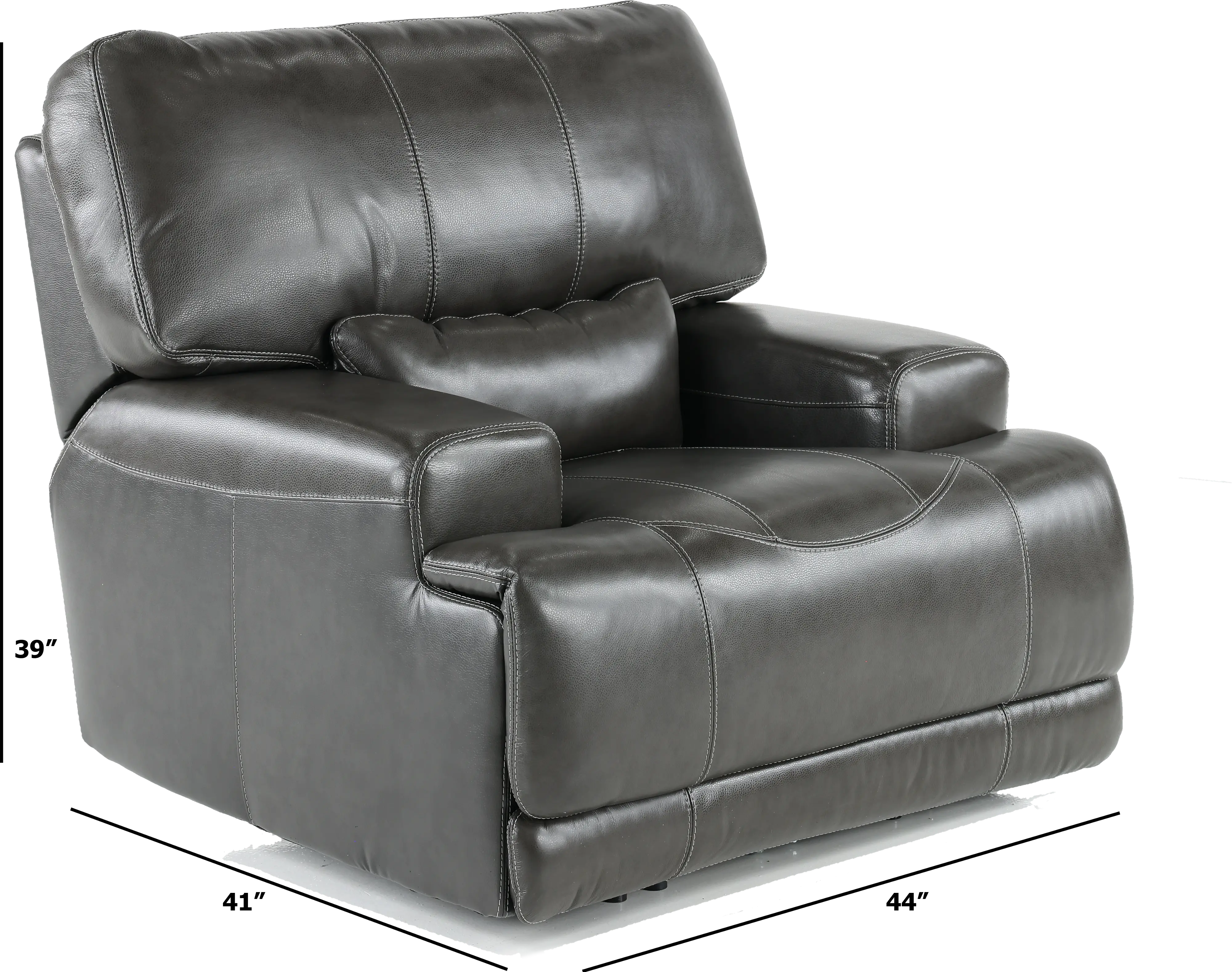 Stampede Charcoal Leather-Match Power Recliner