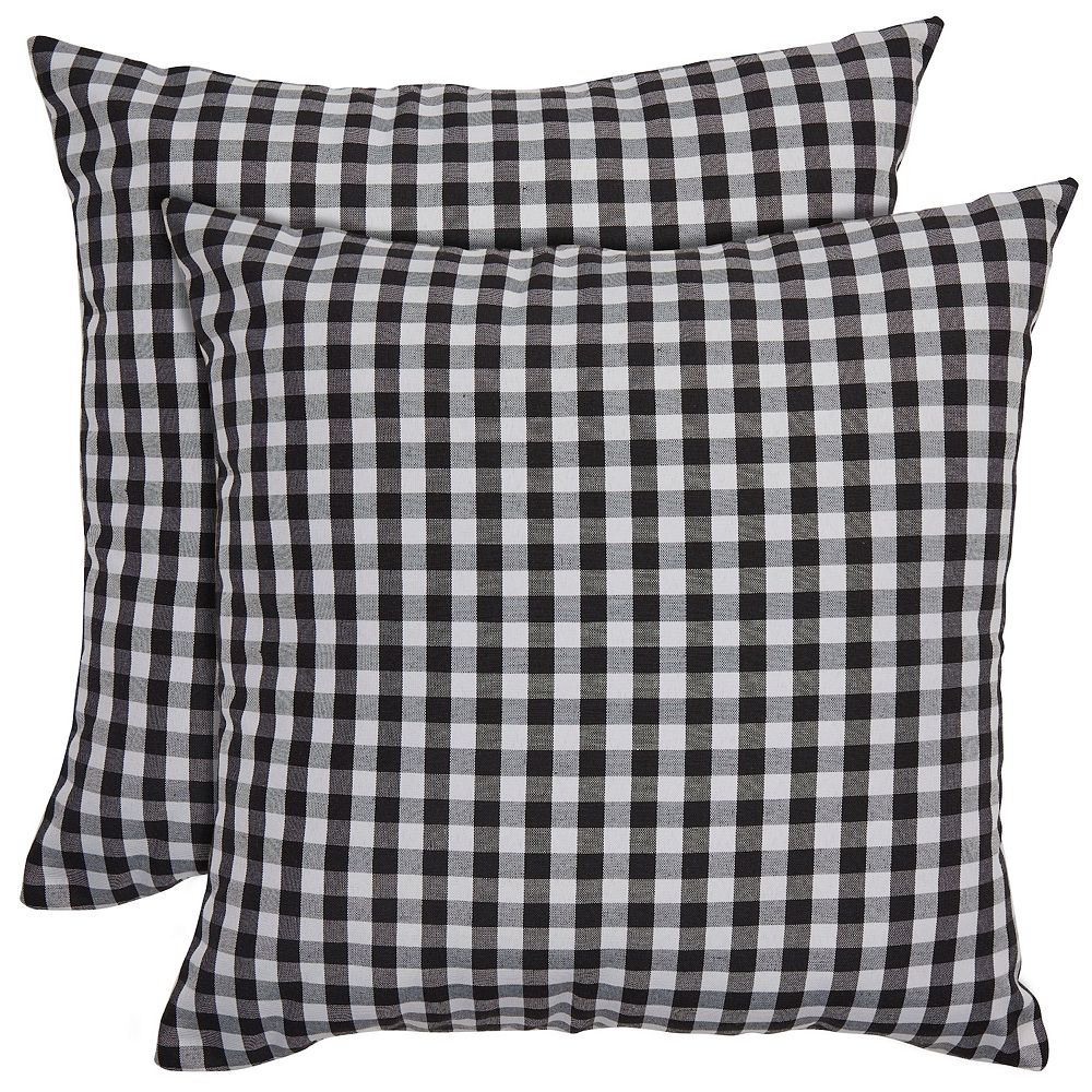 Set of 2 Plaid Throw Pillow Covers 20x20 in， Black and White Buffalo Farmhouse Decorative Cushion Case