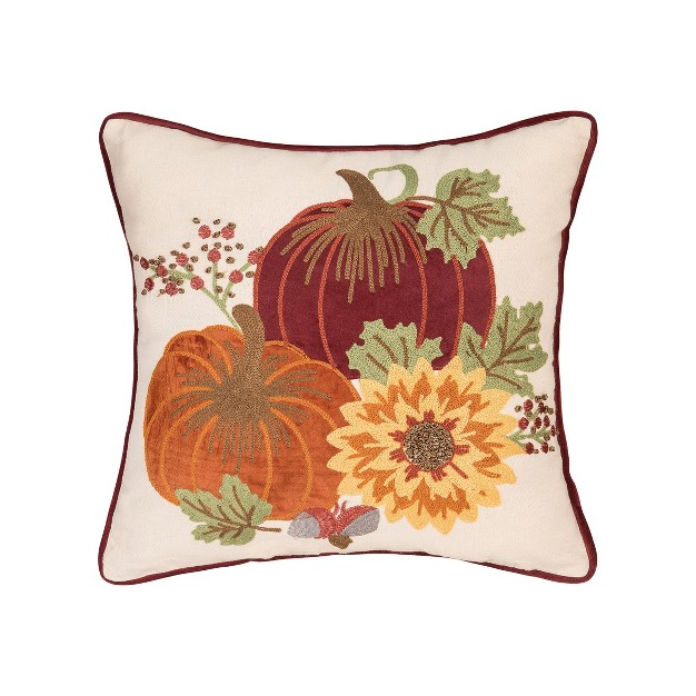 X 16 quot Pumpkins Sunflower Chain Stitch Fall Throw Pillow