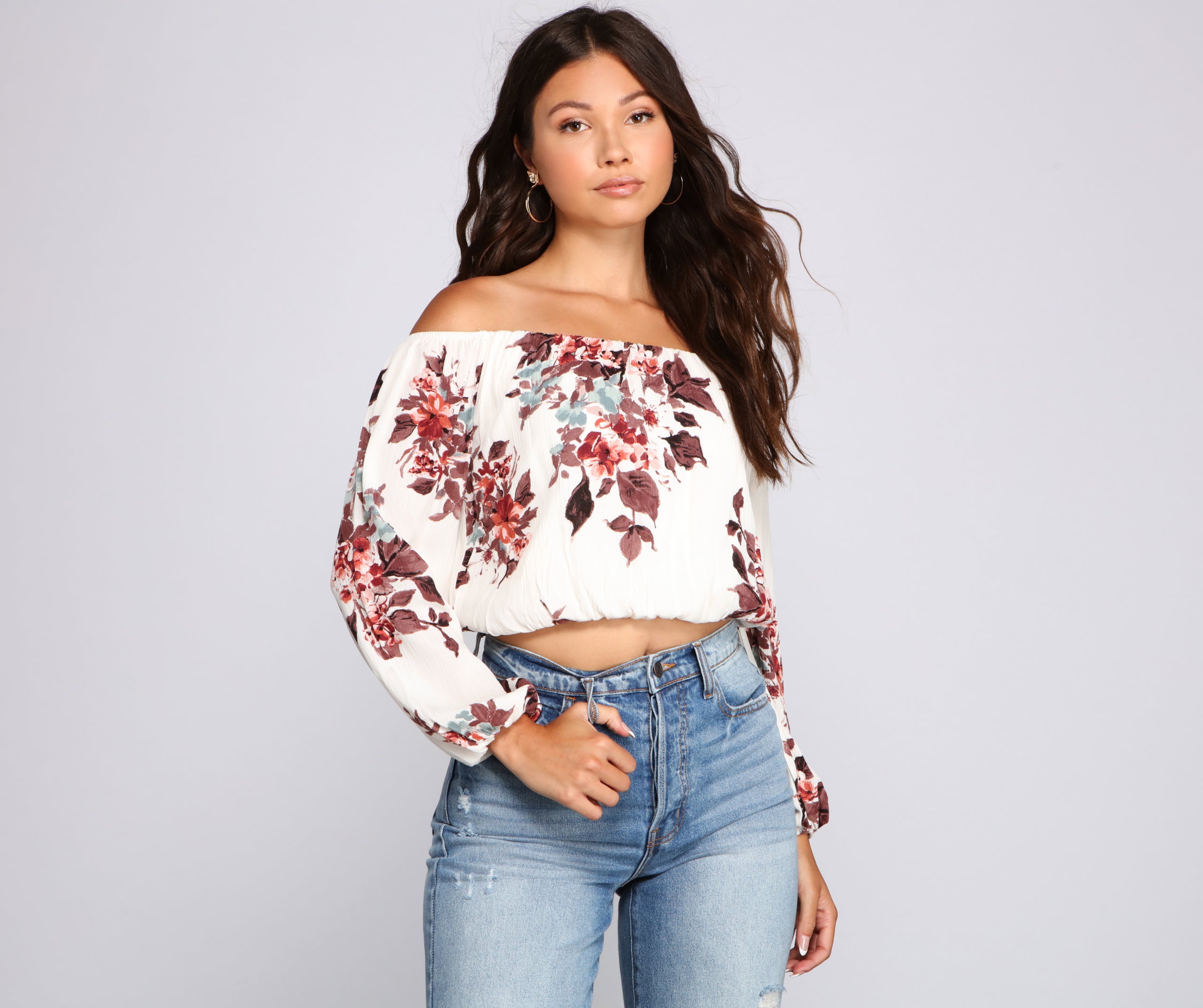 Forever Stunning Floral Cropped Blouse