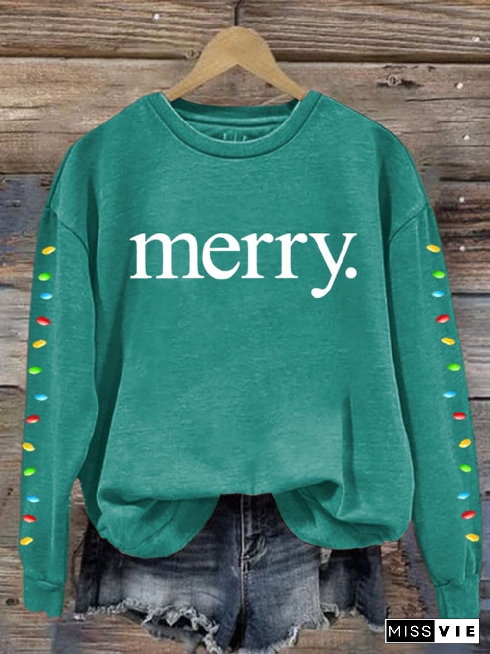 Women's Merry Print Long Sleeve Sweatshirt