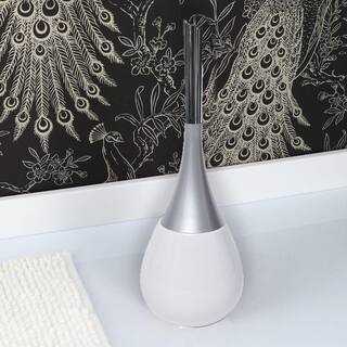 Bath Free Standing Toilet Bowl Brush and Holder Water Drop White 6632100