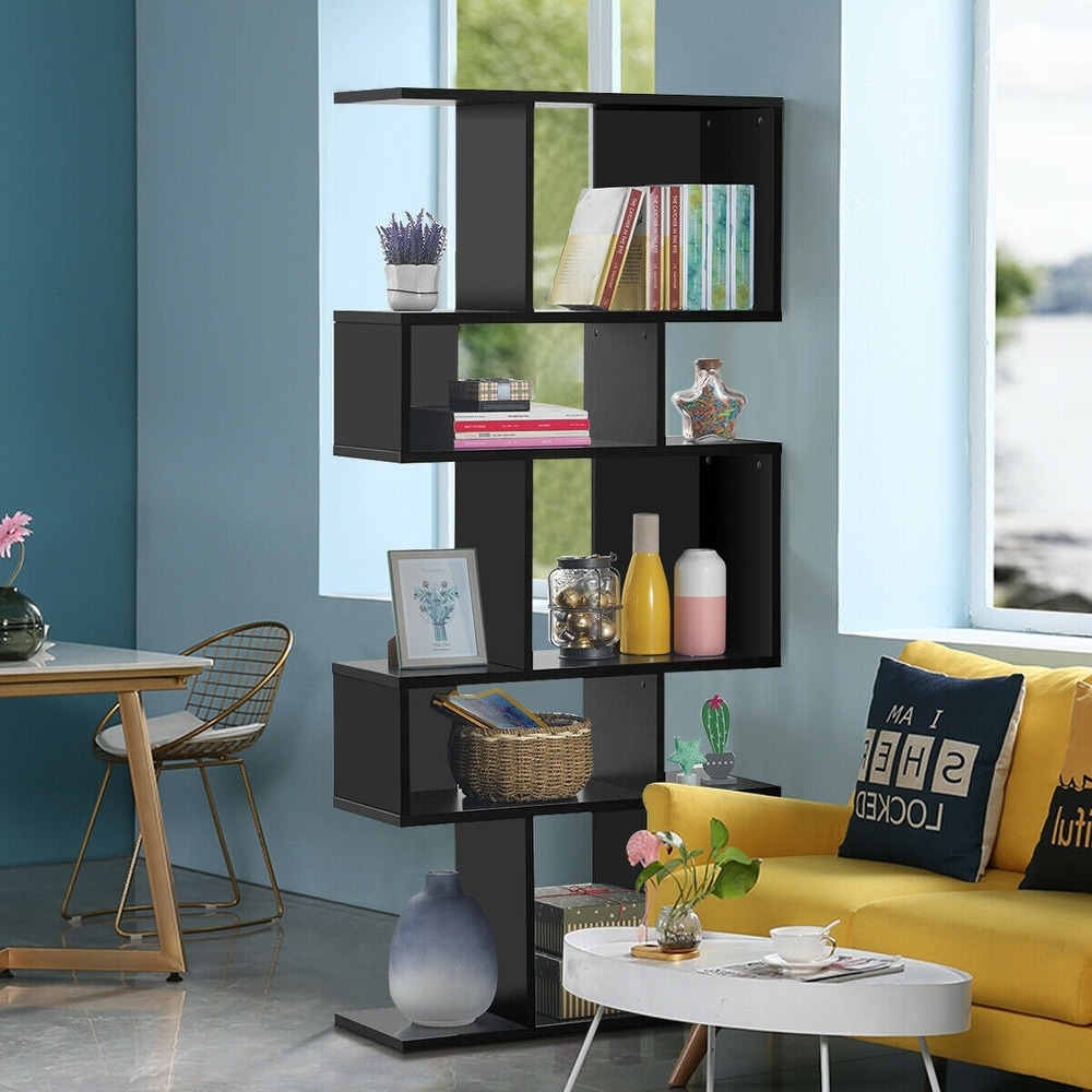 Stylish 5 Tier Geometric Wood Bookshelf   31\