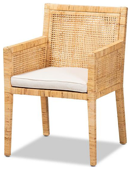 Baxton Studio Karis Modern and Contemporary Natural Finished Wood and Rattan...   Beach Style   Dining Chairs   by Baxton Studio  Houzz